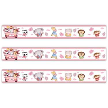 Imagem de Faixa Decorativa Papel Parede Infantil Animais Carro - SHD Soleil Home