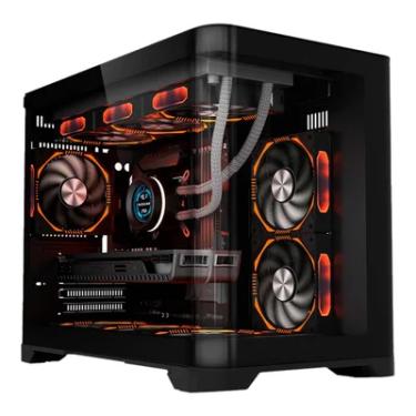 Imagem de Gabinete Gamer Liketec Madness Cube Design, Mid Tower, Vidro Temperado, M-atx, Black, Sem Fonte, Sem Fans