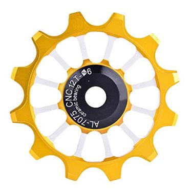 Imagem de Domary Liga de Alumínio Cerâmica Roda de Polia do Desviador Traseiro, Leve Com Rotação Flexível, Adequada para Usuários de Bicicleta de Velocidade de 7/8/9/10 (Ouro)