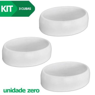 Imagem de Kit 3 Cubas De Apoio Sobrepor Para Banheiro Oval Ágata - Beltempo