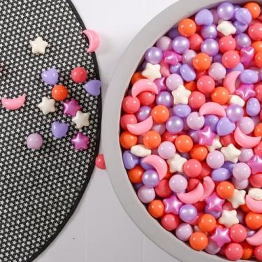 Imagem de GOGOSO Bolas de bola de lua com coração estrela, bolas de brinquedo em forma de bola para poço de bola, 100 200 500 1000 à prova de esmagamento sem BPA, bebê pastel pelotas, lavanda doce rosa-roxo