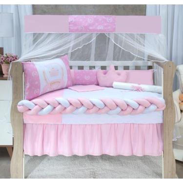 Imagem de Kit Berço Enxoval Maternidade Princesa Rosa - 11 peças capa de bando, 