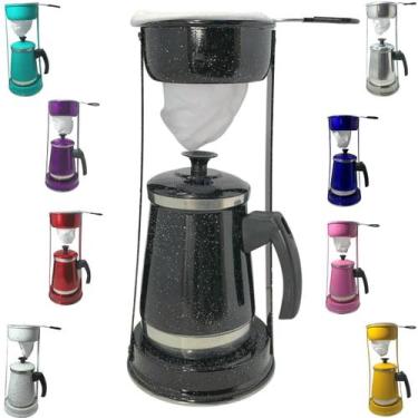 Imagem de Bule Com Mancebo 1,2L Coador De Café colorido Retro em Alumínio Mariqu