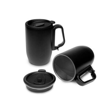 Imagem de Caneca Térmica 350ml Café Chá de Aço Inox Parede Dupla C/ Tampa e Bico
