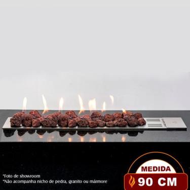 Imagem de Lareira a Gás Império 90cm - Aço Inox - Fogo & Art, Sem chave de segur