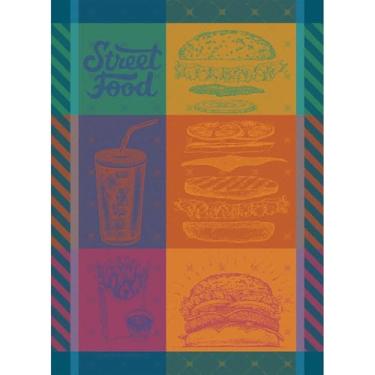 Imagem de Toalha de cozinha francesa Garnier Thiebaut Street Food EUA 56 x 79 cm, algodão, jacquard