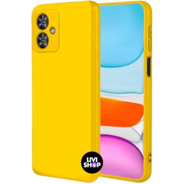 Imagem de Capa Case Capinha Compatível Motorola G54 Silicone Com Bordas Elevadas Aveludada Forro Premium (AMARELO)