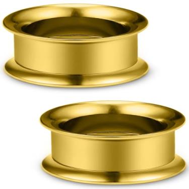 Imagem de Pexveiuu Brincos de alargadores dourados de 50 mm para túneis de orelha de aço inoxidável cirúrgico 316L com alargamento duplo alargado internamente roscado, alargador de orelhas, alargador, alargador