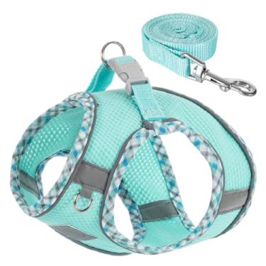 Imagem de TomteNisse Conjunto de coleira e coleira para cães, sem puxão, para cães pequenos, fácil de caminhar, peitoral macio e respirável para cães, colete refletivo ajustável para filhotes, gatinhos, gatos