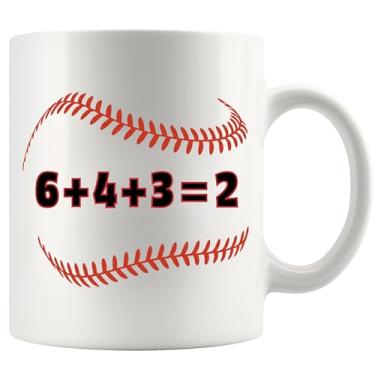 Imagem de 6 + 4 + 3 = 2 presentes de beisebol matemática 6432 Double Play Sports Lover Player Coach Gifts To Brother Nephew Boyfriend From Girlfriend Mom Dad Uncle Aunt Sister Ceramic Mug 325 ml Branco