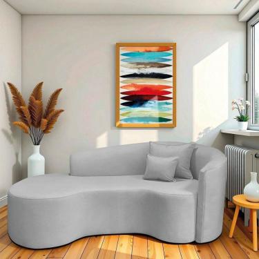 Imagem de Recamier Curvo Orgânico 180cm 3 Lugares Lado Esquerdo para Sala de Estar Linho Londres Cinza Claro