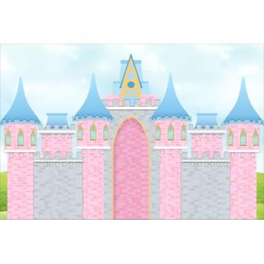 Imagem de Painel de Lona Castelo Rosa Princesa Rosa - Fabrika de Festa, 120x070c