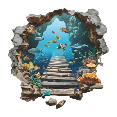 Imagem de BLWOTMOR Adesivo de Parede Decorativo de Autoadesivo para Piso E Parede Sob O Mar, Removível E Adesivo para Decoração de Quarto Infantil