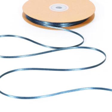 Imagem de LaRibbons Fita de cetim azul marinho 1/20.3 cm 100 metros fina luxo dupla face fita de seda azul para buquê de flores, artesanato, embrulho de presente, decoração de laço de casamento