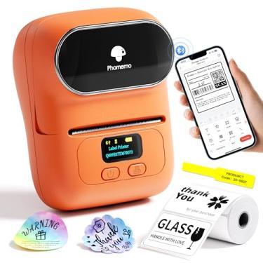 Imagem de Phomemo Impressora de código de barras - M110 máquina de fazer etiquetas temáticas Bluetooth sem fio para pequenas empresas, escola, código de barras, endereço, joias, roupas, organização, laranja