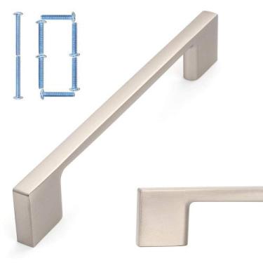 Imagem de Cabinet Bar Pull KOOFIZO Wide Foot Brushed Nickel, pacote com 10