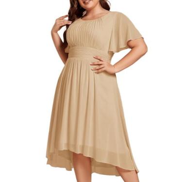 Imagem de Vestido de festa Ever-Pretty Plus Champagne Chiffon com decote em V
