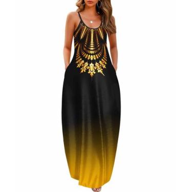 Imagem de Vestido feminino Wolddress 2025 casual sem mangas plus size Maxi