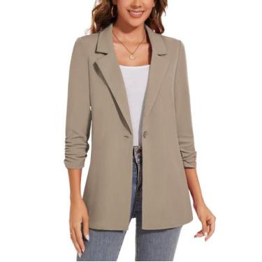 Imagem de Blazer Unifizz feminino com gola entalhada casual de manga 3/4