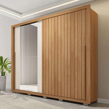 Imagem de Guarda-Roupa Casal 2 Portas Correr 6 Gavetas Espelho Movimente Lux Caemmun
