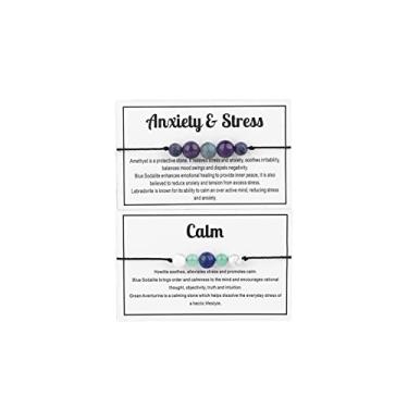 Imagem de COLORFUL BLING 2 pulseiras femininas de contas de cristal de cura ametista 7 chakras proteção espiritual desejo ansiedade meditação reiki relaxar amizade joias com cartão de significado, Cristal