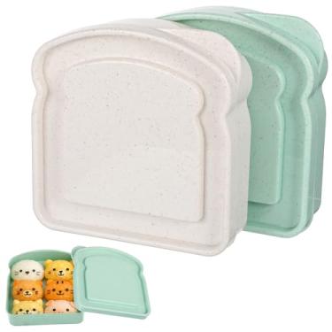 Imagem de YBEATY 2 recipientes reutilizáveis para sanduíche de pão, lancheira, suporte de plástico em forma de torrada, armazenamento de alimentos com tampa, salada de frutas, lanches com tampa para família