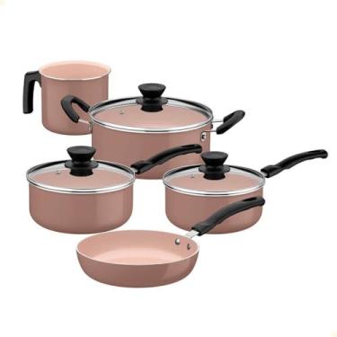 Imagem de Jogo de Panelas Tramontina Revestimento Cerâmico 5 Peças Évora cor Capuccino