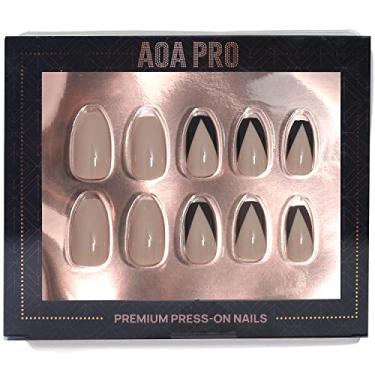 Imagem de AOA Studio Pregos Pro Press-On de luxo, duráveis, reutilizáveis, kit de manicure perfeito em minutos inclui 24 unhas, lixa de unha, cola de unha, varinha de cutícula de madeira (vinho e jantar)
