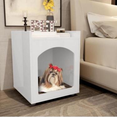 Imagem de Mesa de Cabeceira Casinha de Cachorro/Gato PET Branco - Mobiliar Home 