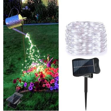 Imagem de VOOKRY Solar 12 fios 240 LEDs Cordão de luzes de fada, Corda de cobre estrelado Iluminação, Impermeável Impermeável Lâmpada, Energia Solar Firefly Moon Plants Decorações de Vinhas de Árvore, Branco frio