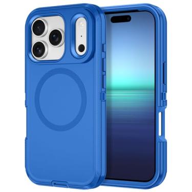 Imagem de I-HONVA Capa para iPhone 17 Pro Max [compatível com MagSafe] à prova de choque com 3 camadas de proteção total [sem protetor de tela] Capa resistente para Apple iPhone 17 Pro Max, azul marinho