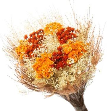 Imagem de Buque Flor Seca Desidratada sementinha laranja Decorar Sala - Pense Fl
