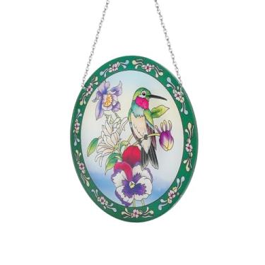 Imagem de Suncatcher Acrílico Pássaro Apanhador de Sol Decoração Seguro Suncatcher Janela Pendurado Ornamento Decoração de Parede com Corrente para Janela Parede Varanda (Verde)