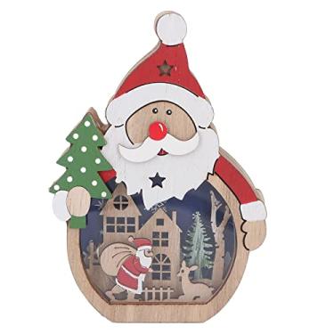 Imagem de Ornamento Pendurado Luz LED Emissor de Madeira Luminous Christmas Ornamento, Madeira Compensada de álamo, Reutilizável, Seguro e Bem Trabalhado, Escolha Presente, Luz Quente para Exibição Janelas do