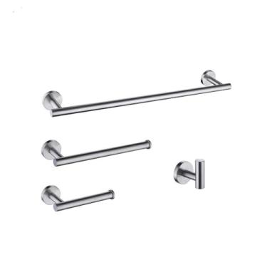 Imagem de Conjunto de acessórios para banheiro em ouro escovado, suporte para toalhas de parede em aço inoxidável, suporte para papel higiênico, gancho para roupão, conjunto com 4 peças escovadas