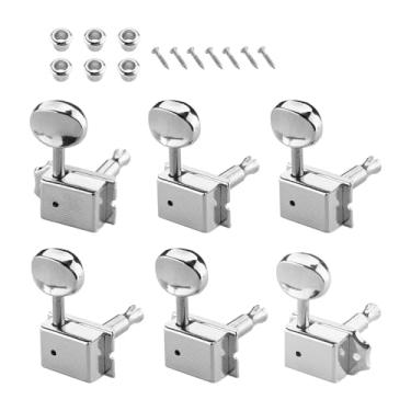 Imagem de DIAO79NI 6 peças vintage 6 afinadores de guitarra em linha 1+4+1 pinos de afinação 28 x 16 mm 24,6 x 16 mm compatíveis com Fender Strat Tele Jaguar (cromado)