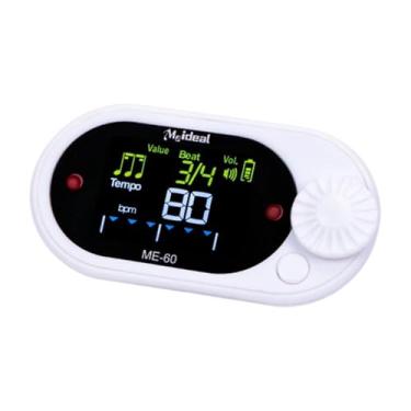 Imagem de MERIGLARE Afinador de metrônomo digital, contagem vocal, velocidade de batida ajustável, gerador de tons de metrônomo eletrônico multifuncional para violino e, Branco