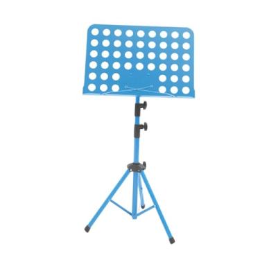 Imagem de MotiveTech Suporte para partituras com altura ajustável, suporte profissional dobrável para livros de música para músicos, guitarra, ukulele e violino, palco, Azul