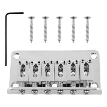 Imagem de AYLIFU Ponte de cauda rígida para guitarra elétrica Ponte Telecaster cromada 78 × 42 mm/3,07 × 4,16 cm para guitarra de 6 cordas Tailpiece Ponte fixa cauda dura sela ponte de guitarra peça 1 peça