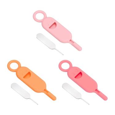 Imagem de PATIKIL Ferramenta de remoção do suporte do cartão SIM, 1 conjunto de pinos de cartão SIM, abridor de agulha, bandeja ejetora, pinos de ejeção para telefones celulares, tablets, roteadores, rosa