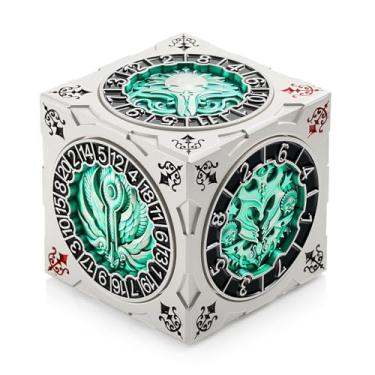 Imagem de DNDND Multi-Functional Spinner Dice Cube – Iconic D&D Monster Themed Collector's Gift for TTRPG, DND Dungeon Masters & RPG Tabletop Gaming (Silver&Green)