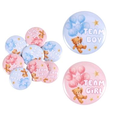 Imagem de 50un. Botões Pinos Revelação Gênero, Urso Balão Team Boy ou Girl Pinos Fofos Azul & Rosa Emblemas Botões Revelação Gênero para Chá de Bebê Suprimentos para Jogos Festa