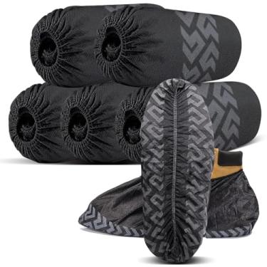 Imagem de ioiopeak Capas de sapato descartáveis pacote com 50 (25 pares) - duráveis, antiderrapantes, resistentes à água e recicláveis para uso interno e externo - tamanho único (não tecido-preto)