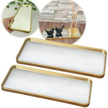 Imagem de Bandeja Decorativa Espelhada Lavabo Difusor Banheiro 30 cm Aparador Organizador de Objetos Sala (2, Dourada)