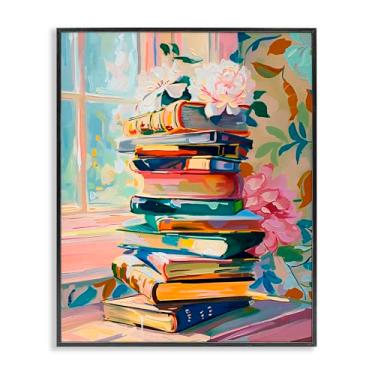 Imagem de Stupell Industries Vivid Bookstack by Window Black Framed Giclee Art, design by Arlington Prints, 14 x 11
