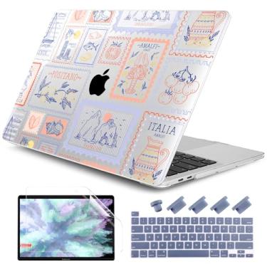 Imagem de DONGKE Compatível com MacBook Pro 13 polegadas 2024 2023-2020 versão A2338 M2/M1 A2251 A2289 com tela retina e Touch ID, capa rígida de plástico, capa de teclado e película de tela - selo italiano