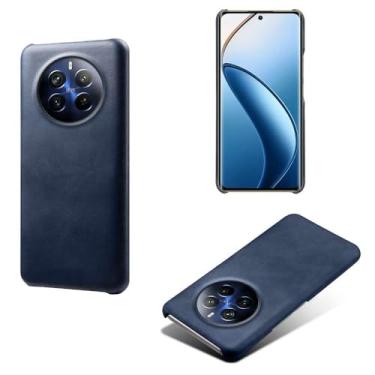 Imagem de Capa para OPPO Realme 12 Pro + 5G,Proteção contra quedas,Casca de volta de cor sólida simples,Design de couro de imitação de plástico-Blue