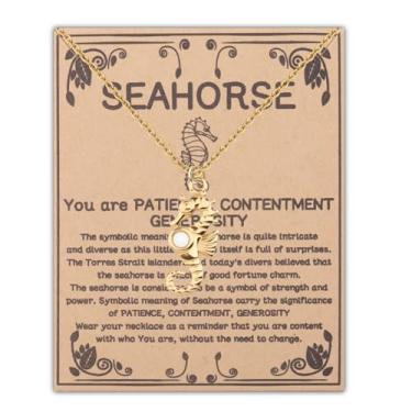 Imagem de UJIMS Colares com pingente de cavalo marinho para mulheres, presente inspirador de cavalo-marinho, joias temáticas de praia, presentes de verão e oceano, 1, Aço inoxidável, Strass