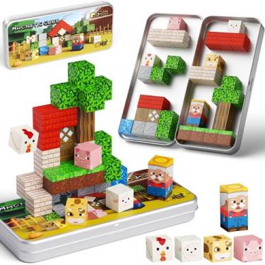 Imagem de Blocos magnéticos JSDKFJSA Mini - 35 PCS para crianças de 3 a 8 anos