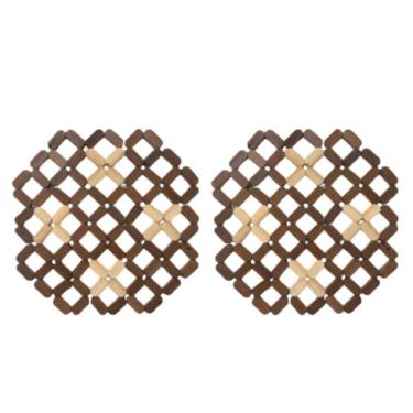 Imagem de Descanso De Panela De Bambu Apoio 2 Peças Marrom